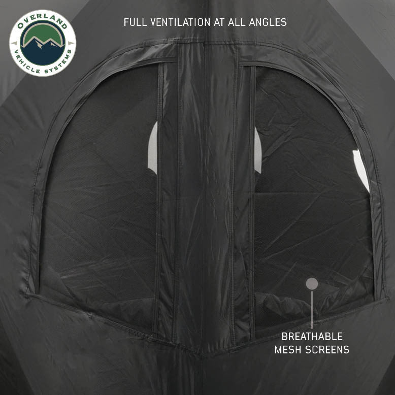Hub Centric Ground Tent - Black Body & Grey Rainfly Closed Window Screens