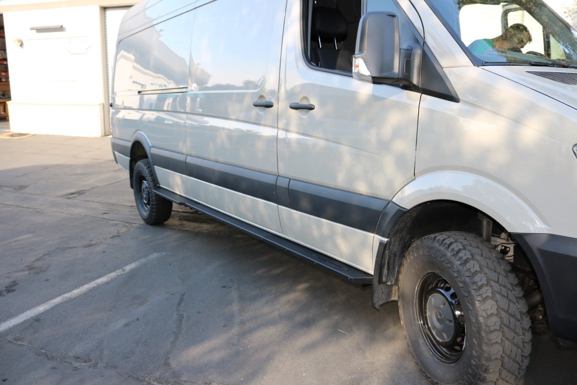 Van Compass Rocker Guards for Mercedes Sprinter AWD (2023–Up, 170" Wheelbase) – Heavy-Duty Side Protection & Step