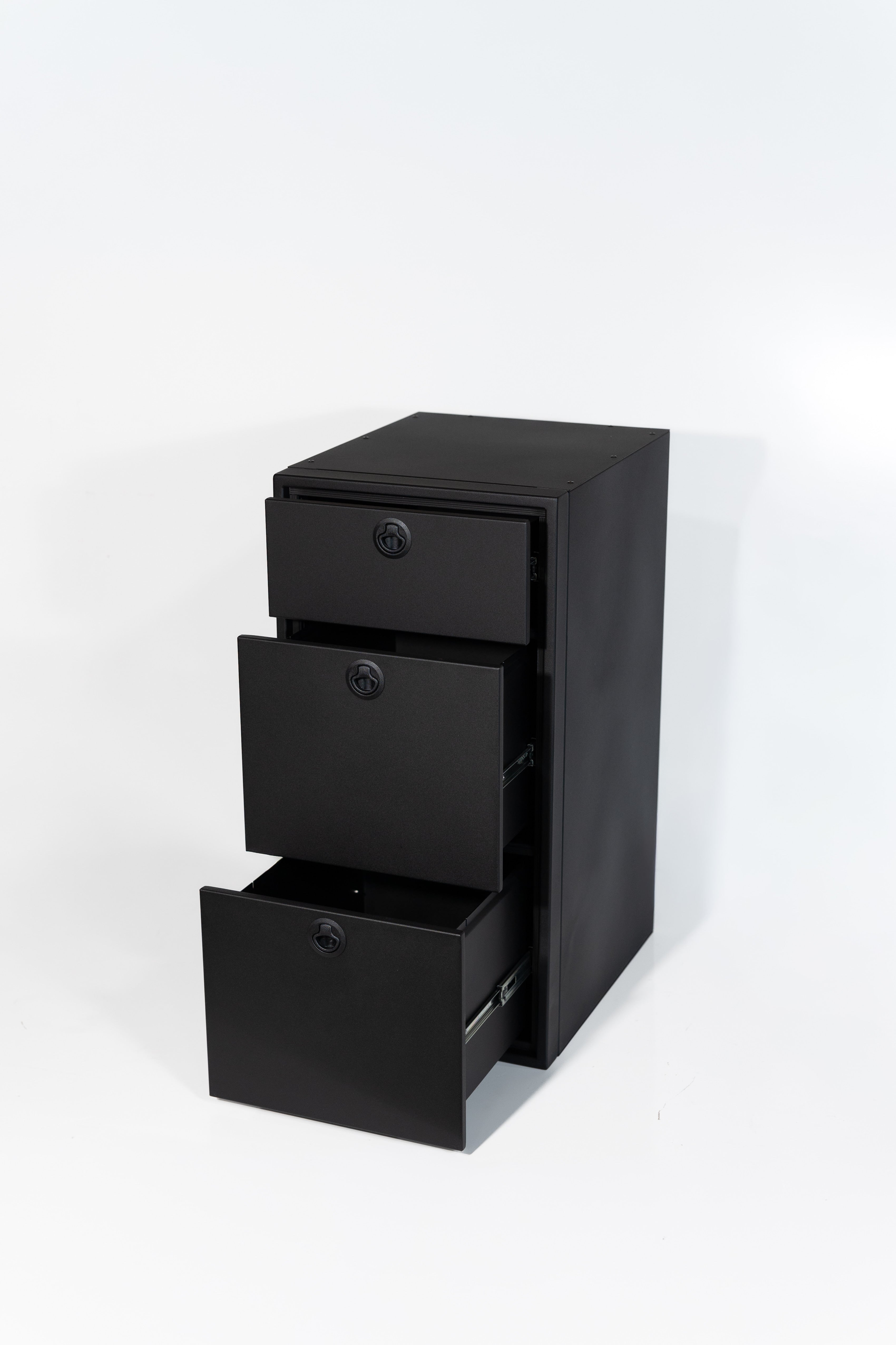 Van Wife Components 18" Three Drawer Base Cabinet – Powder Coated Aluminum Van Cabinet