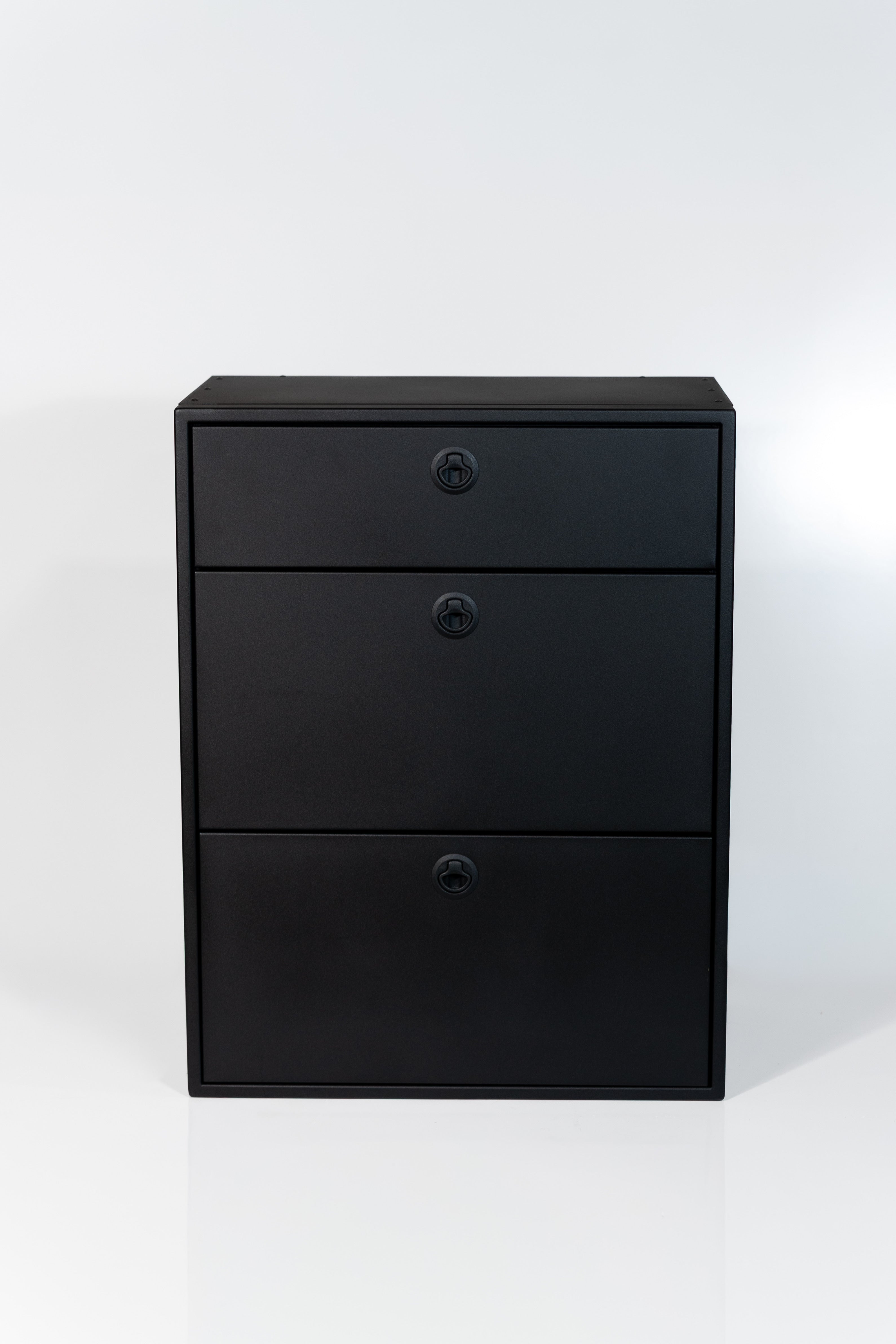 Van Wife Components 28" Three Drawer Base Cabinet – Shallow Powder Coated Aluminum