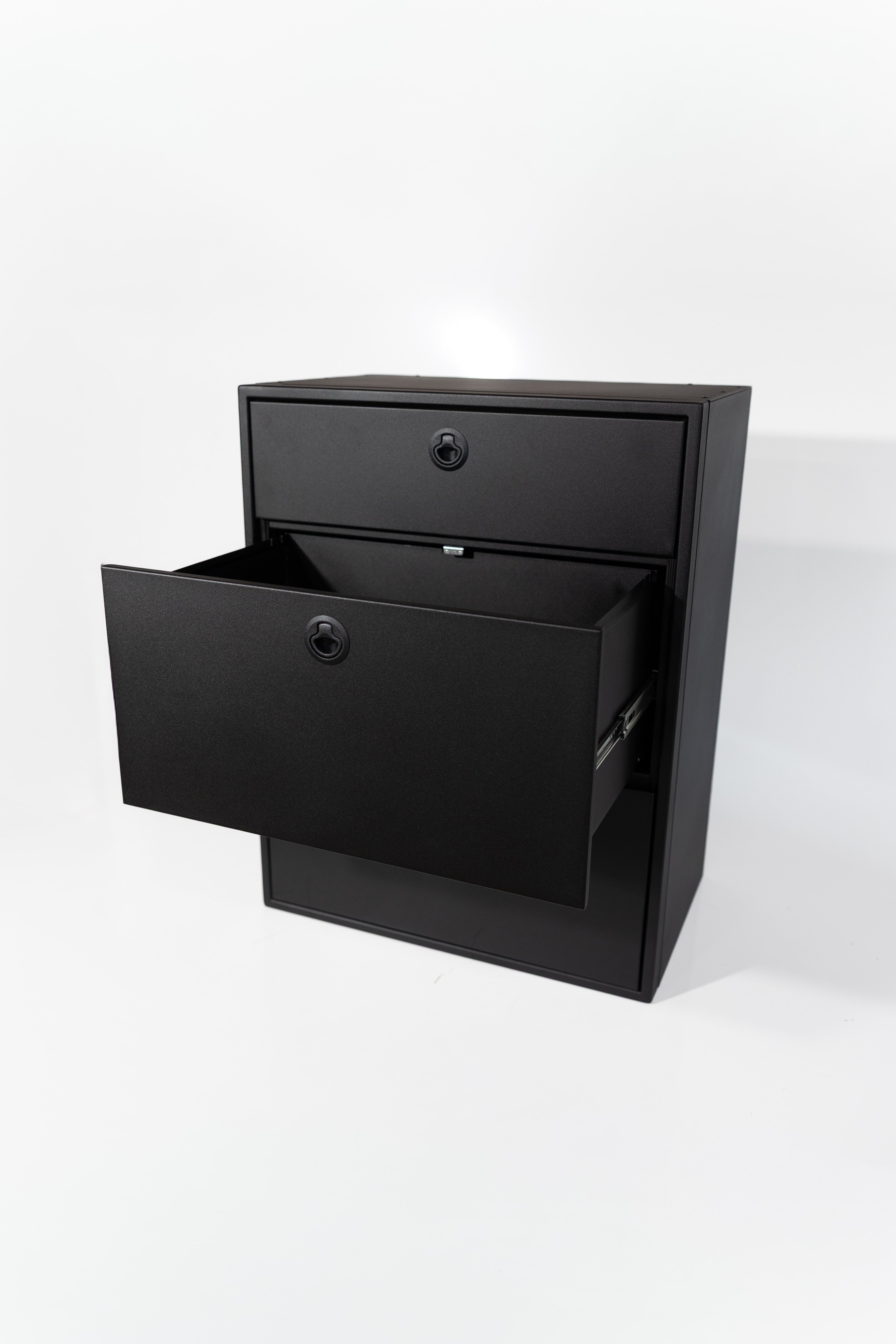 Van Wife Components 28" Three Drawer Base Cabinet – Shallow Powder Coated Aluminum