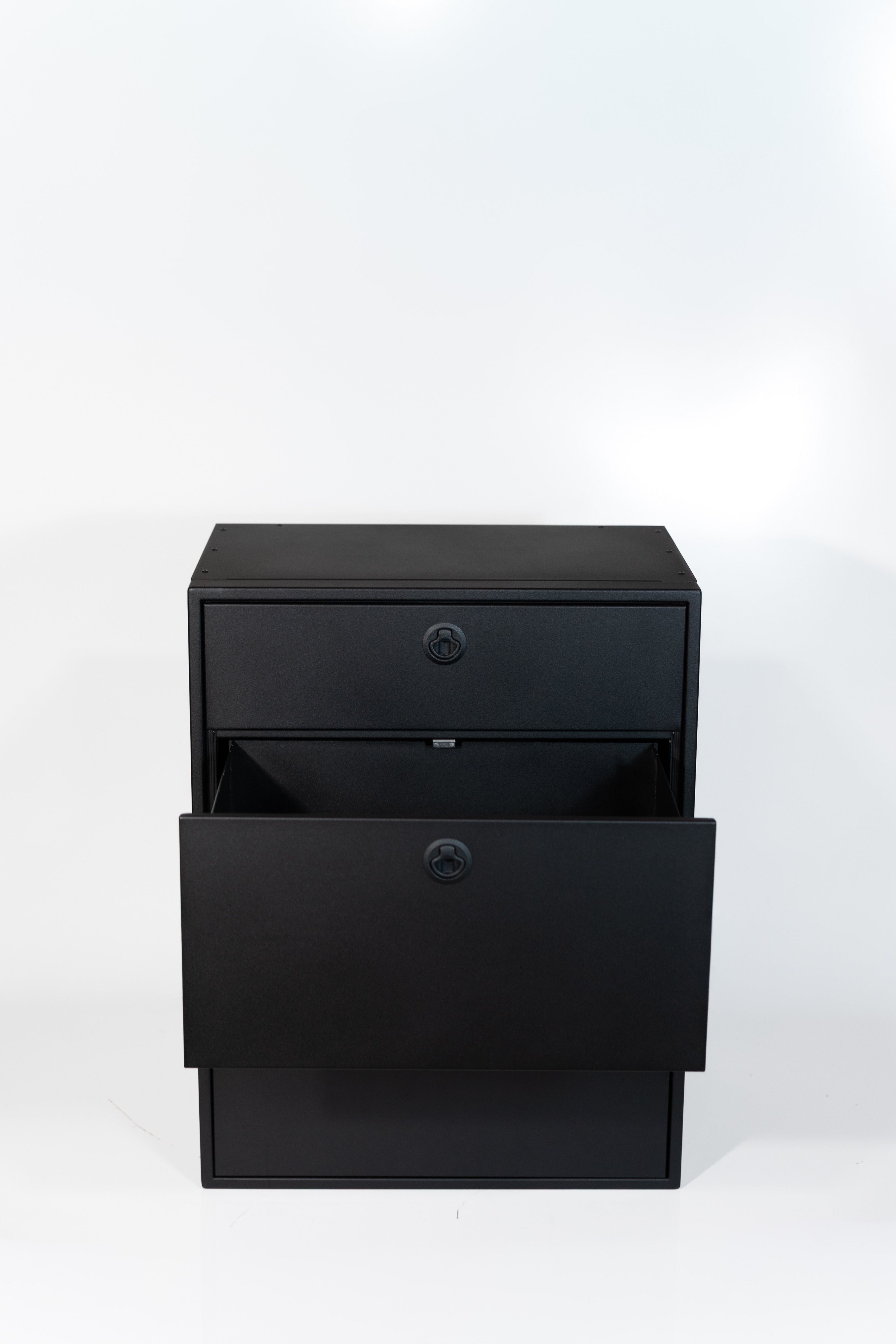 Van Wife Components 28" Three Drawer Base Cabinet – Shallow Powder Coated Aluminum