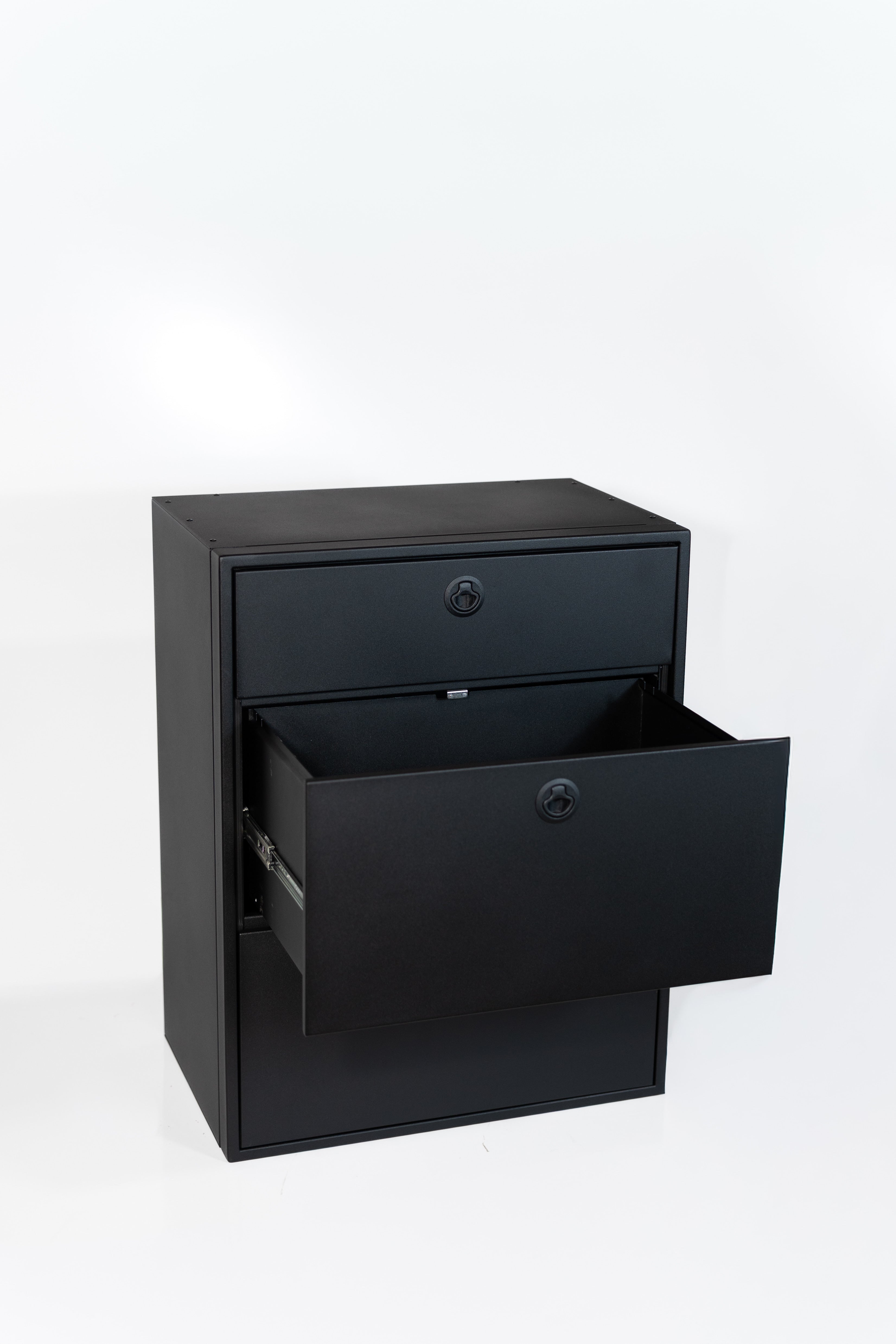 Van Wife Components 28" Three Drawer Base Cabinet – Shallow Powder Coated Aluminum