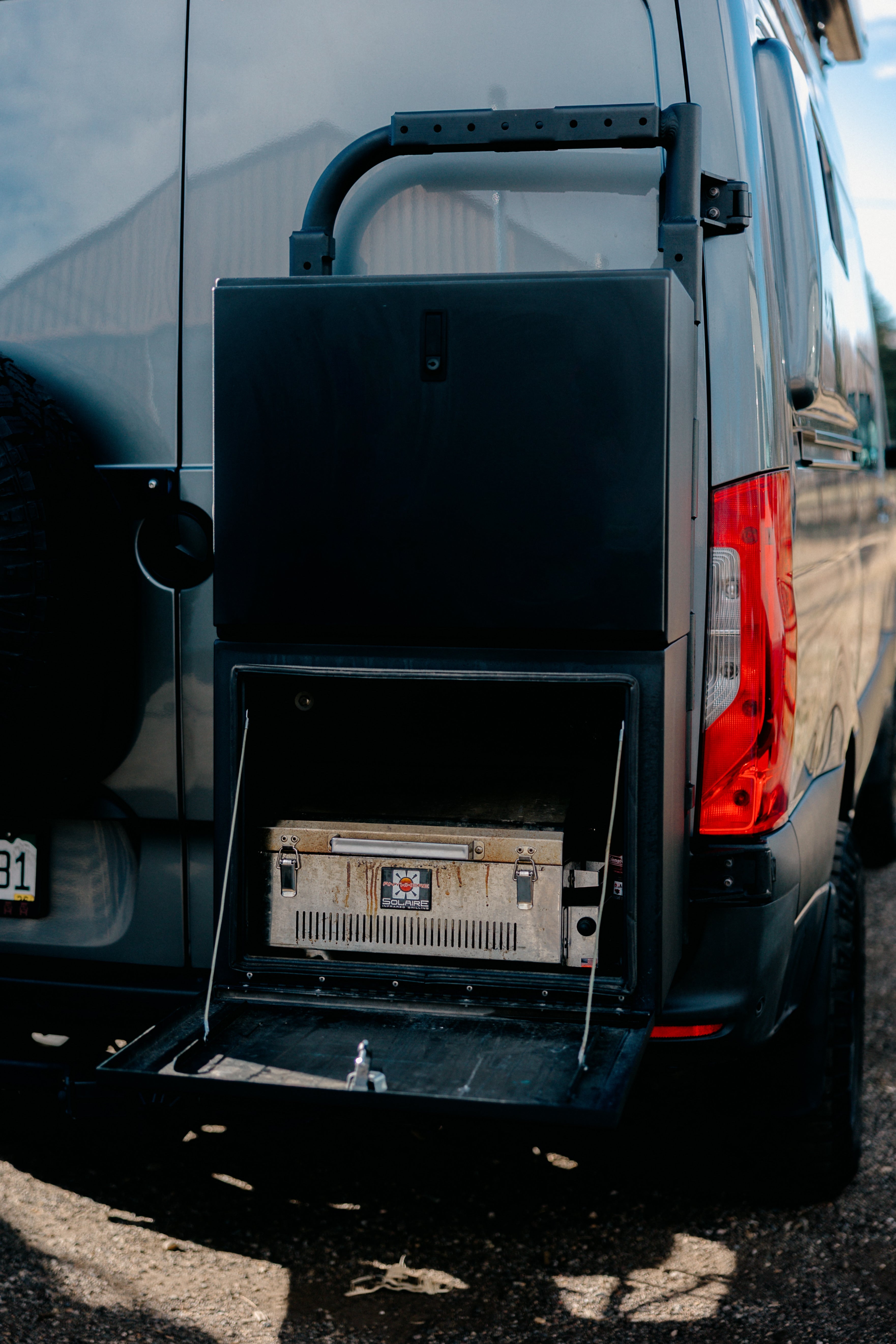 Van Wife Components Exterior Storage Box with Drop Down Door – Powder Coated Aluminum