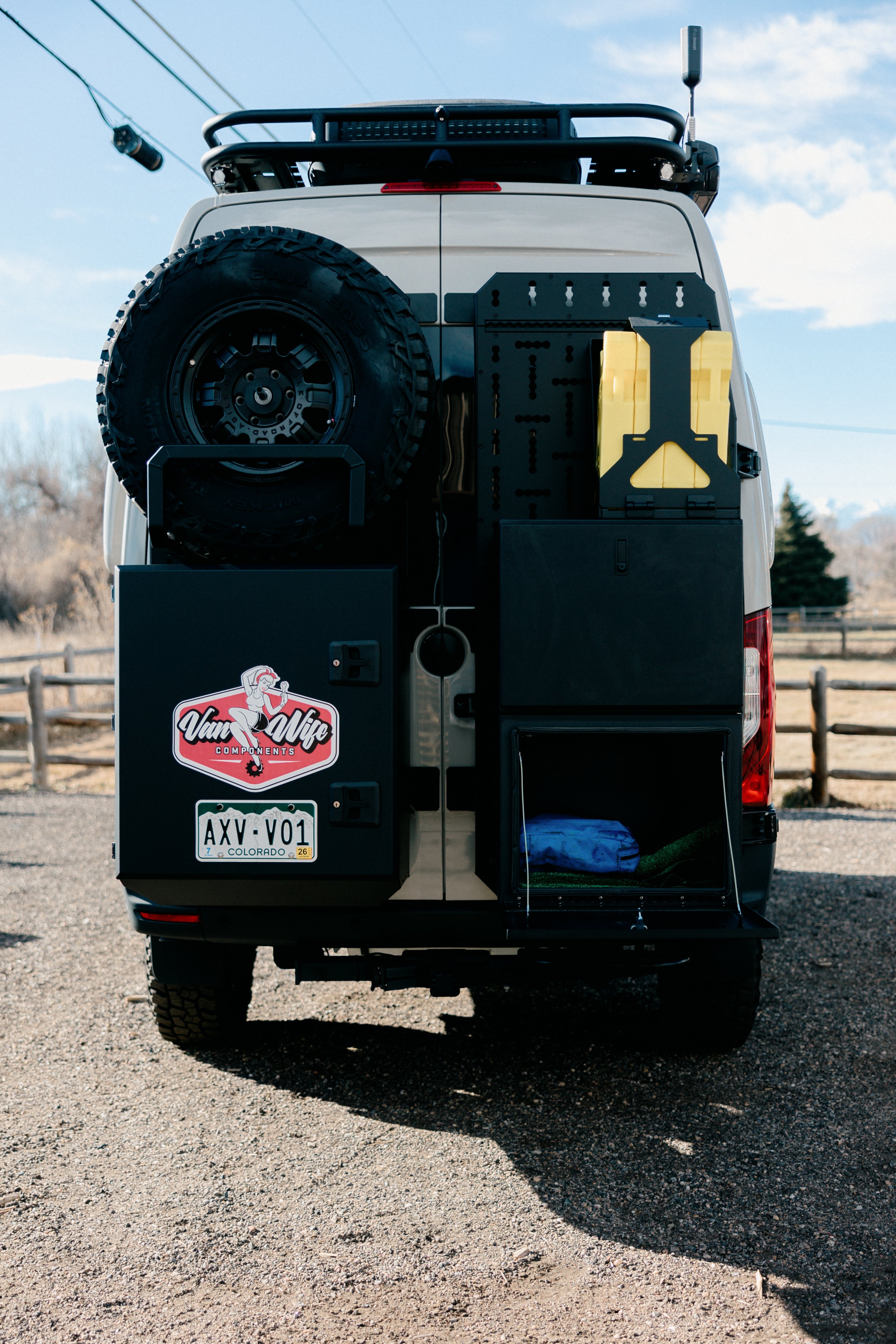Van Wife Components Exterior Storage Box with Drop Down Door – Powder Coated Aluminum
