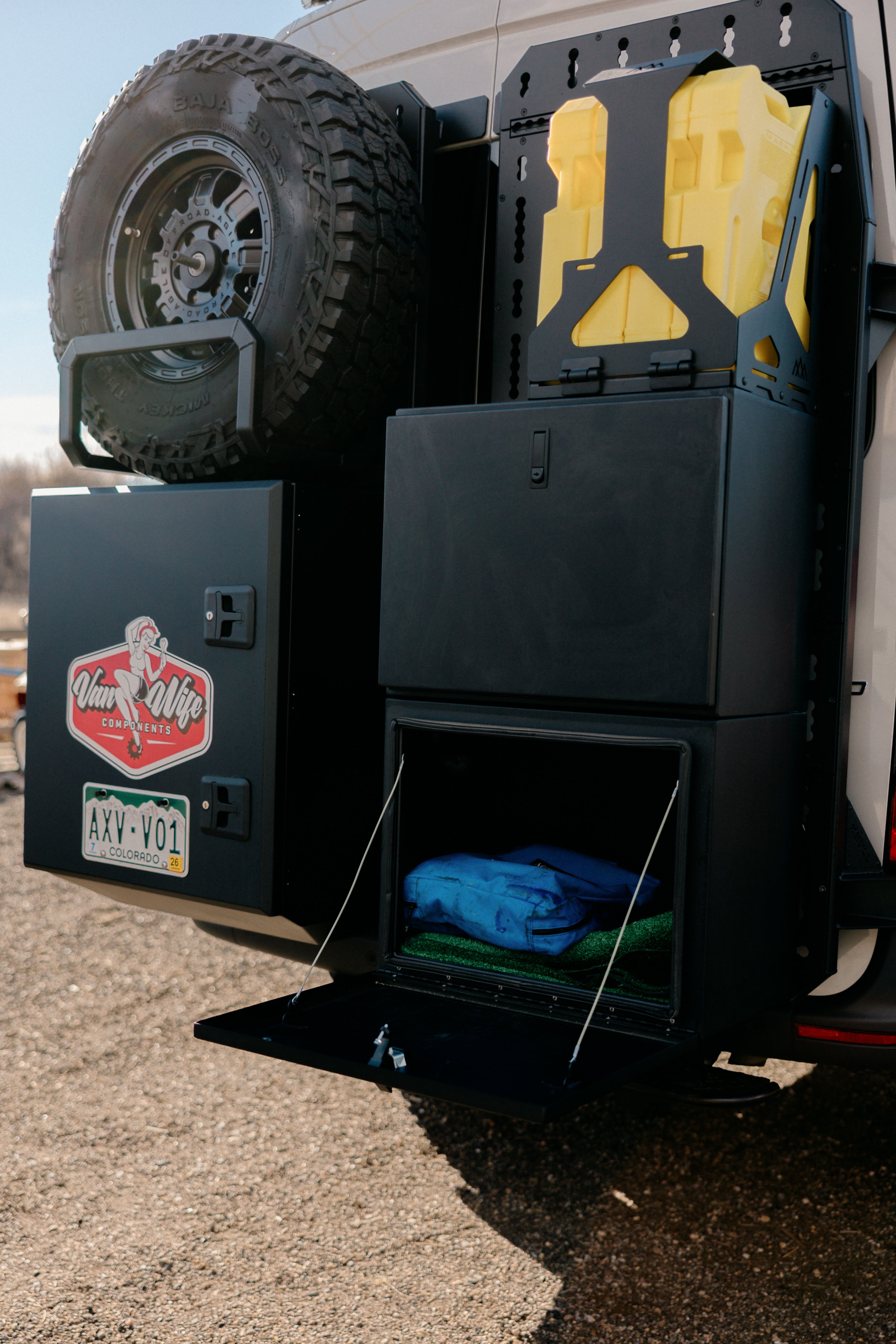 Van Wife Components Exterior Storage Box with Drop Down Door – Powder Coated Aluminum