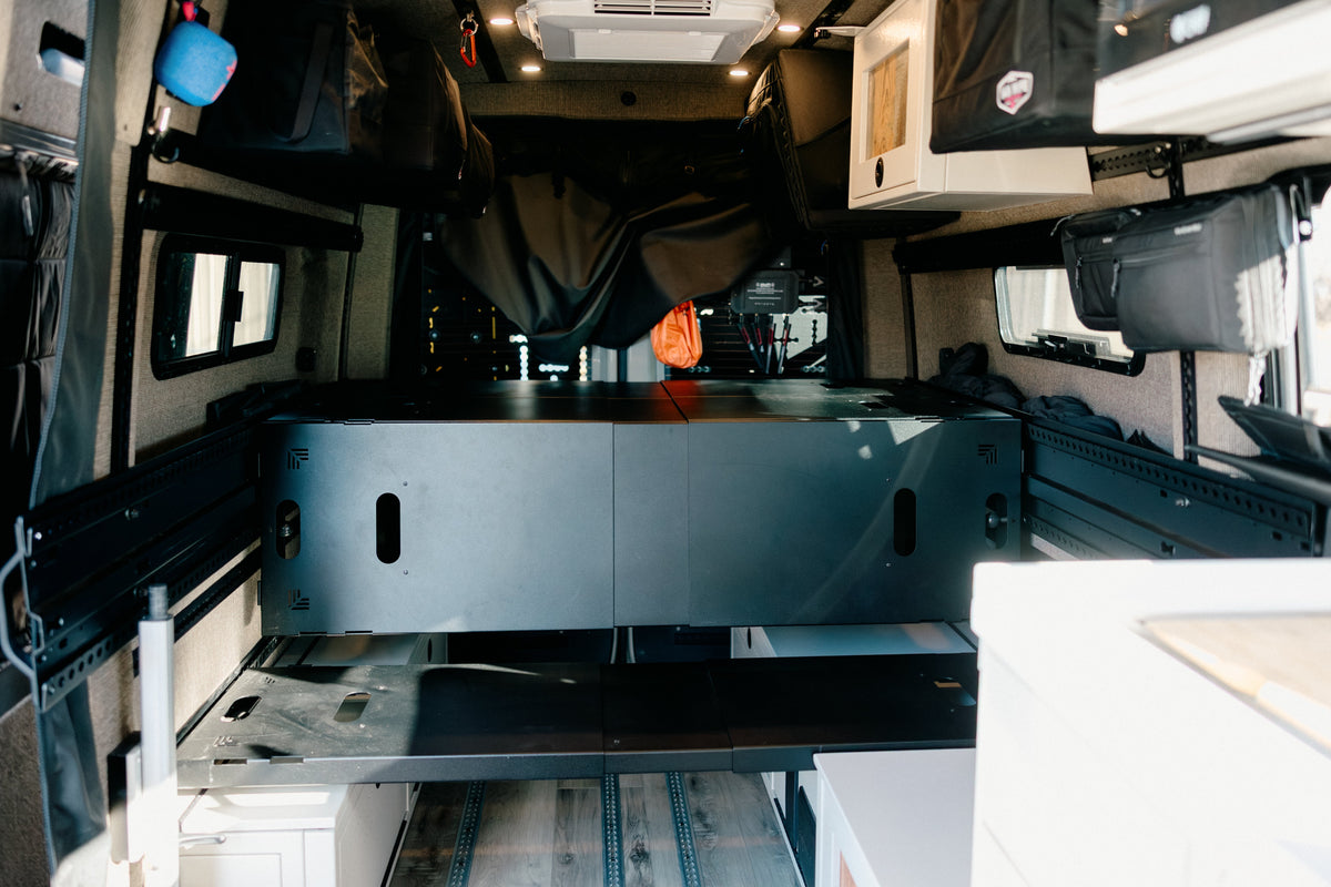 Van Wife Components 75" Double Bed Rail with Base Channel System – Modular Bed Mounting System