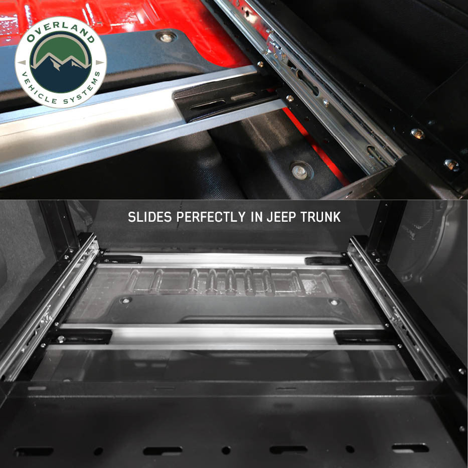 Cargo Storage Rack with Shelf and Sliding Extension Installed