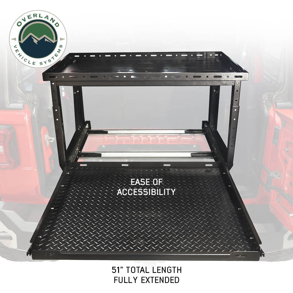 Cargo Storage Rack with Shelf and Sliding Extension Extended