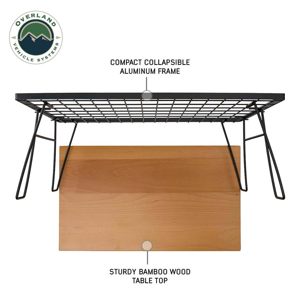 Kick It Collapsable Camp Table - Wood Base & Storage Bag
