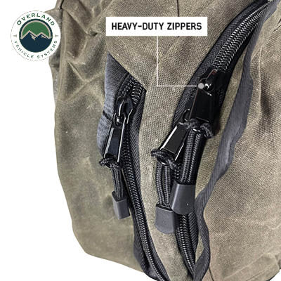Large Duffle With Handle And Straps - #16 Waxed Canvas Zipper