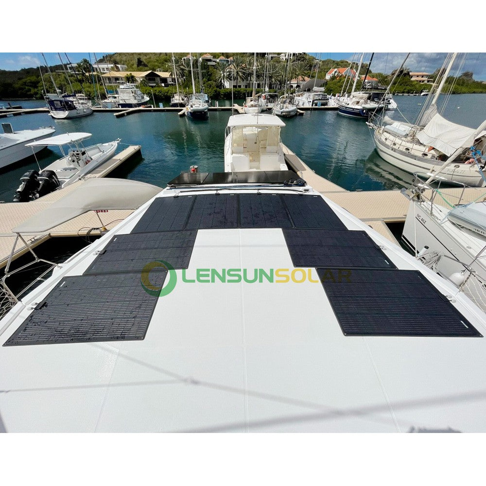 LensunSolar 150W 200W Flexible Solar Panel Installed on a Yacht