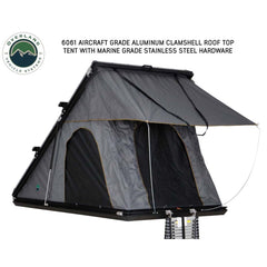 HD Mamba Clam Shell Aluminum Hard Shell Roof Top Tent, Grey Body & Green Trim 3/4