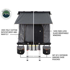 HD Mamba Clam Shell Aluminum Hard Shell Roof Top Tent, Grey Body & Green Trim netting