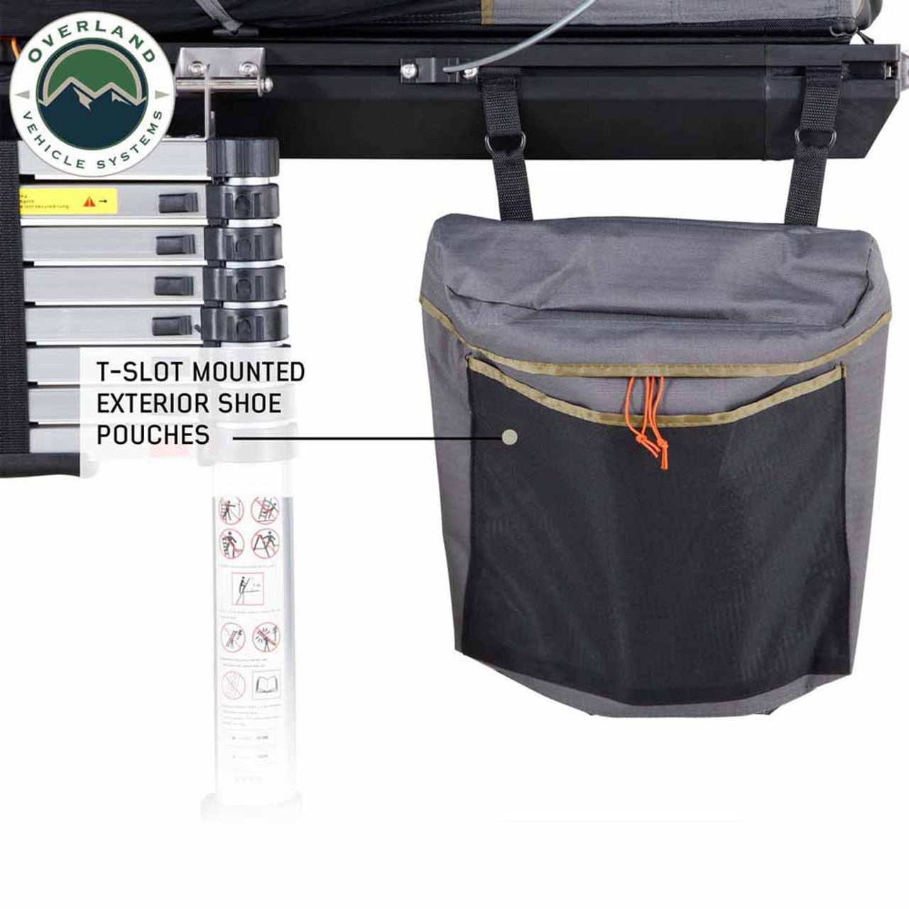 HD Mamba 3 Person Clam Shell Aluminum Hard Shell Roof Top Tent, Grey Body & Green Trim