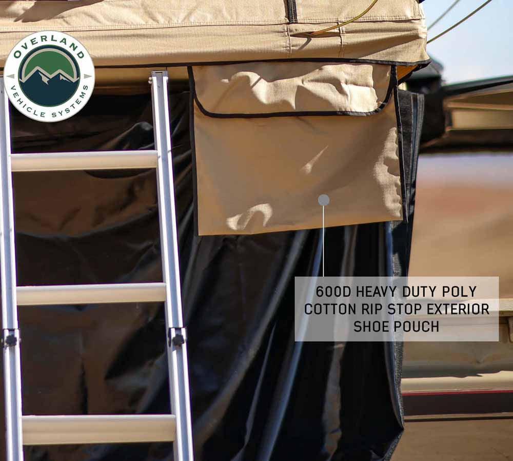OVS LD TMBK 3-Person Soft Shell Roof Top Tent – Tan Body with Green Rainfly