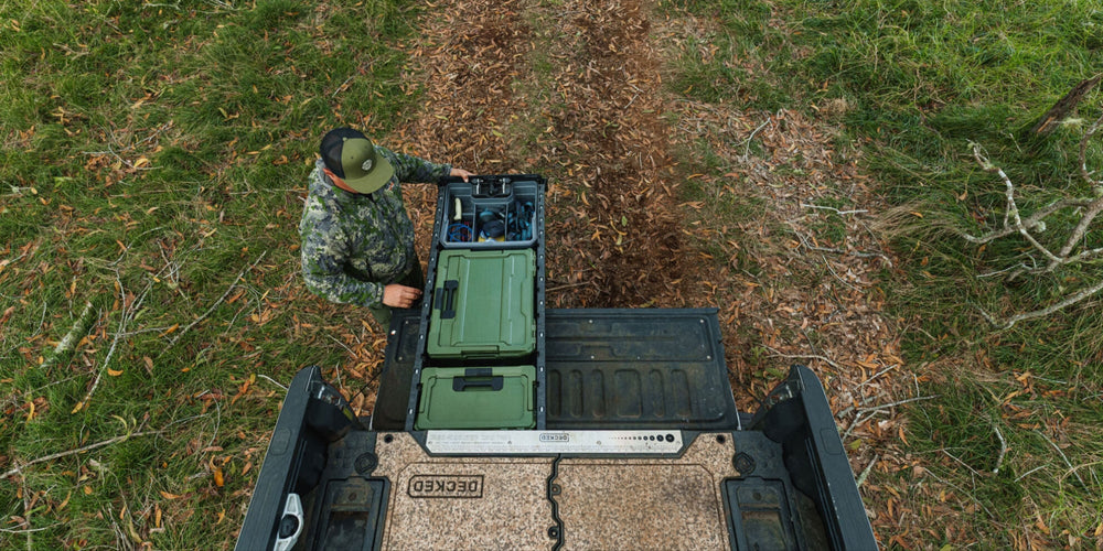 [A0010-SIXR-GRN] @expanded The Ranger Green Sixer and Halfrack organized neatly in a hunter's Drawer System.