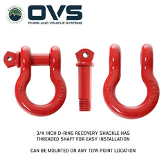 Recovery Shackle D-Ring 3/4" - 4.75 Ton Rated - Sold in Pairs Parts