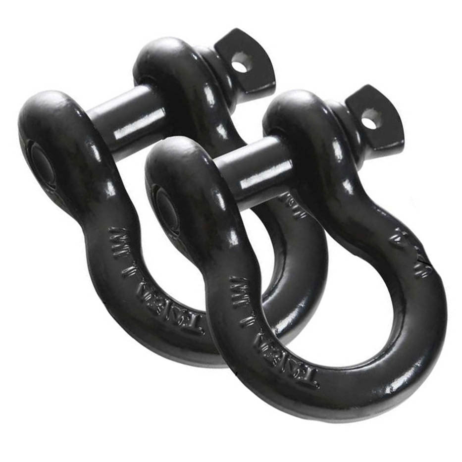 Recovery Shackle D-Ring 3/4" - 4.75 Ton Rated - Sold in Pairs Black