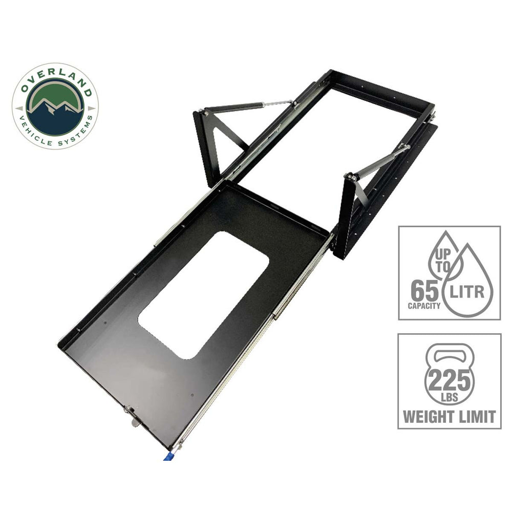 Small Refrigerator Slide & Tilt Tray – Fridge Mount 3 Quarter