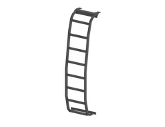 3D model rendering of the ROAMBUILT Straight Side Ladder for Mercedes Sprinter vans, shown uninstalled with mounting brackets and full-length view of ladder structure.