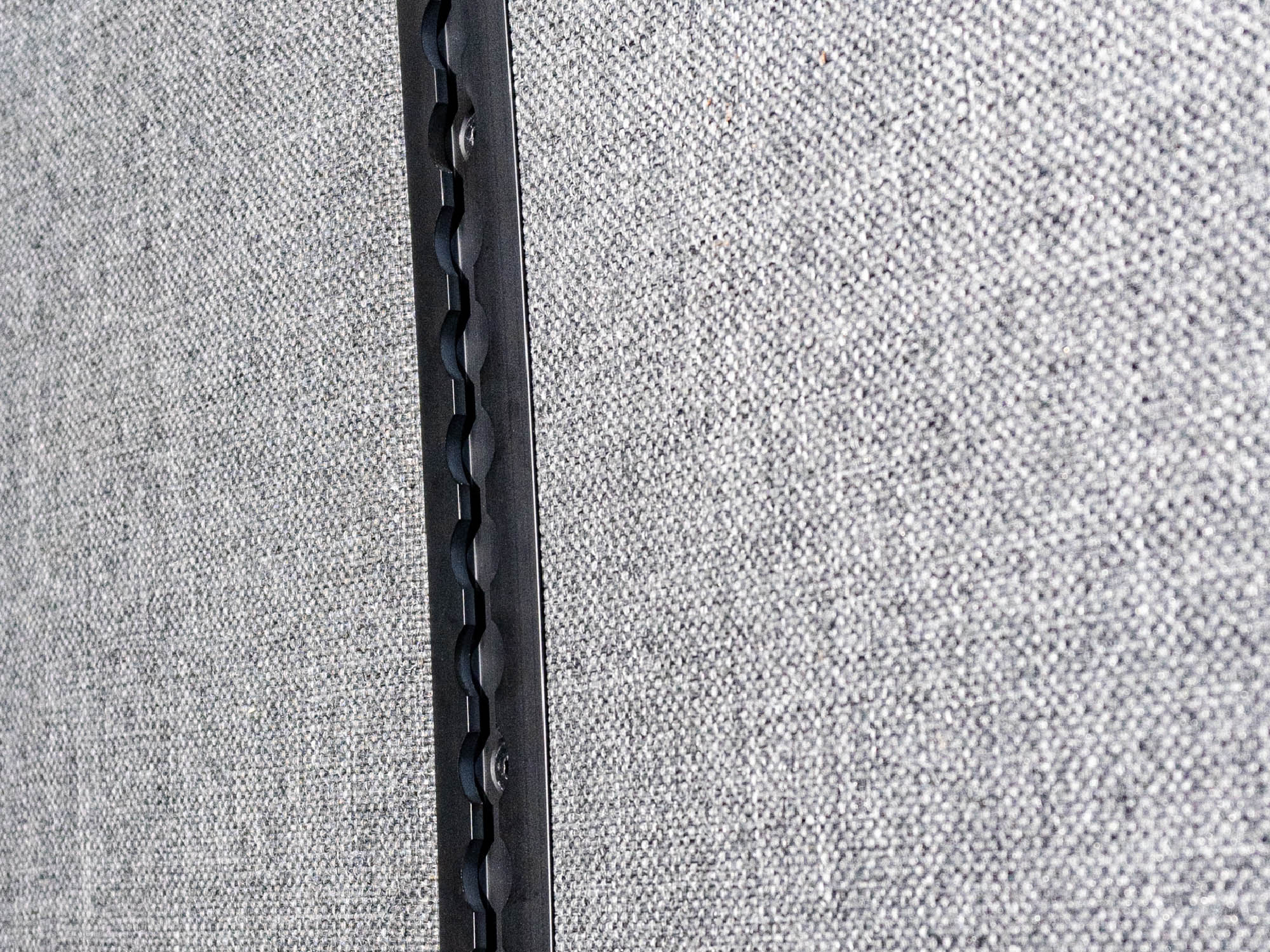 Close view of Sprinter Flush Mount L-Track Kit installed with interior walls