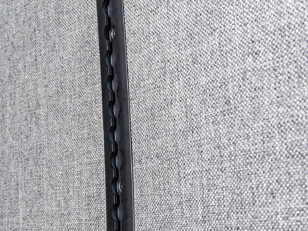 Close view of Sprinter Flush Mount L-Track Kit installed with interior walls