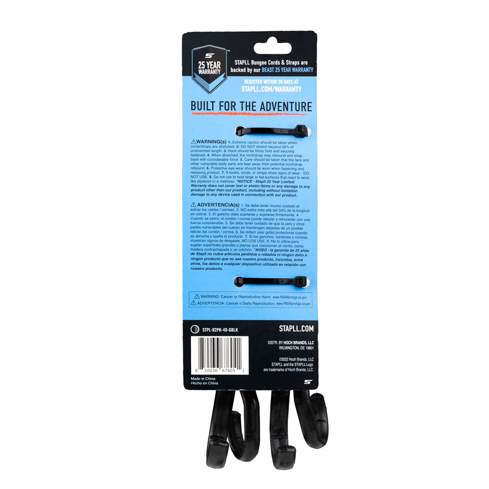 HD Adjustable Bungee Cord Set (2-Pack) | Heavy Duty Flat Bungee Straps with Steel Hooks