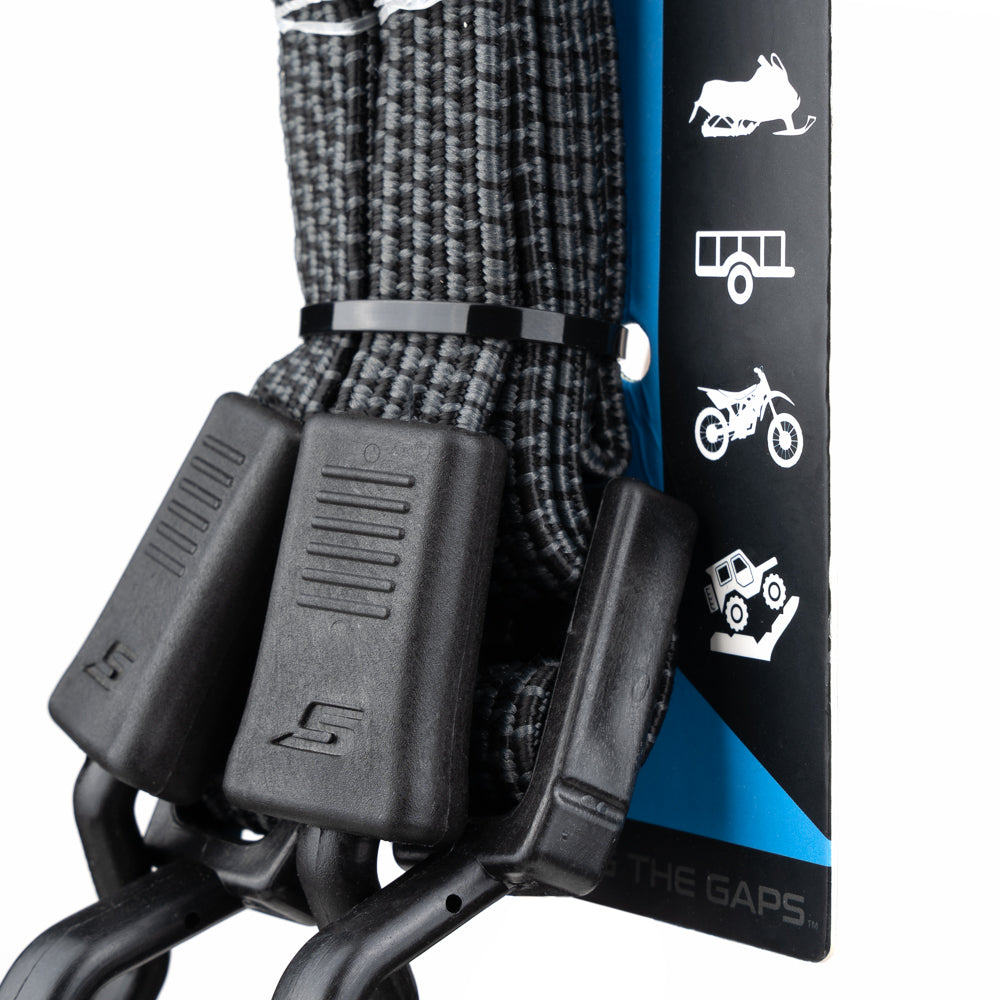 HD Adjustable Bungee Cord Set (2-Pack) | Heavy Duty Flat Bungee Straps with Steel Hooks