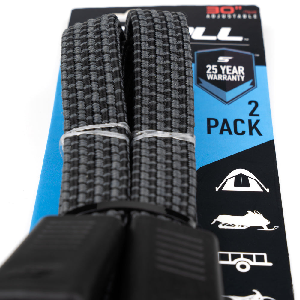 HD Adjustable Bungee Cord Set (2-Pack) | Heavy Duty Flat Bungee Straps with Steel Hooks