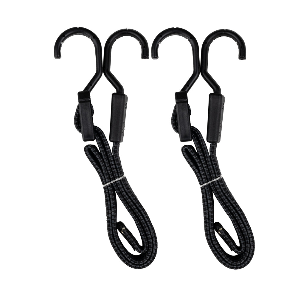 HD Adjustable Bungee Cord Set (2-Pack) | Heavy Duty Flat Bungee Straps with Steel Hooks