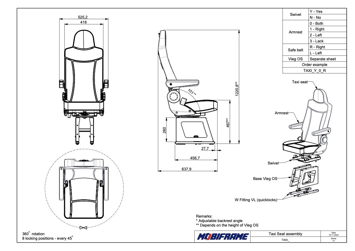 MobiFrame Taxi Clip Seat | Van Conversion Seating
