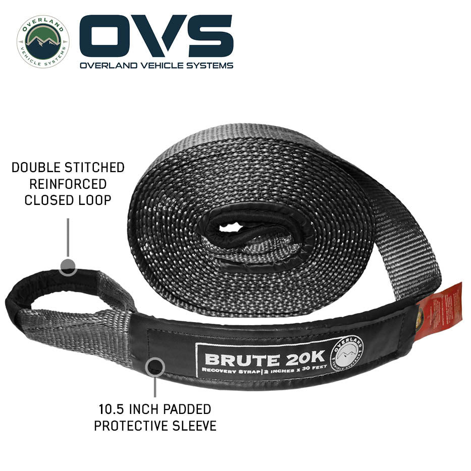OVS Brute Recovery Tow Strap – Reinforced Loops with Padded Sleeve & Drawstring Storage Bag
