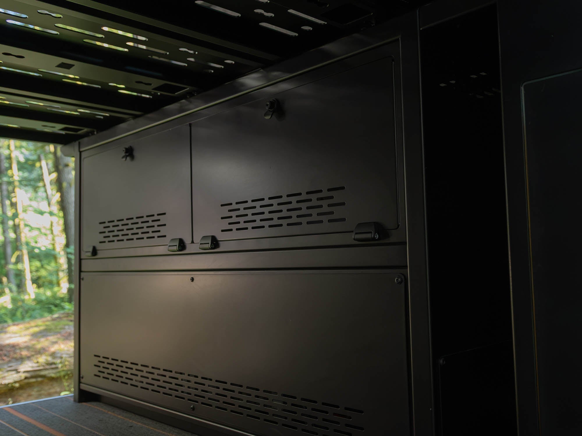 Cabinet doors and fixed panel of Modular Cabinet Bed System for Sprinter & Transit 