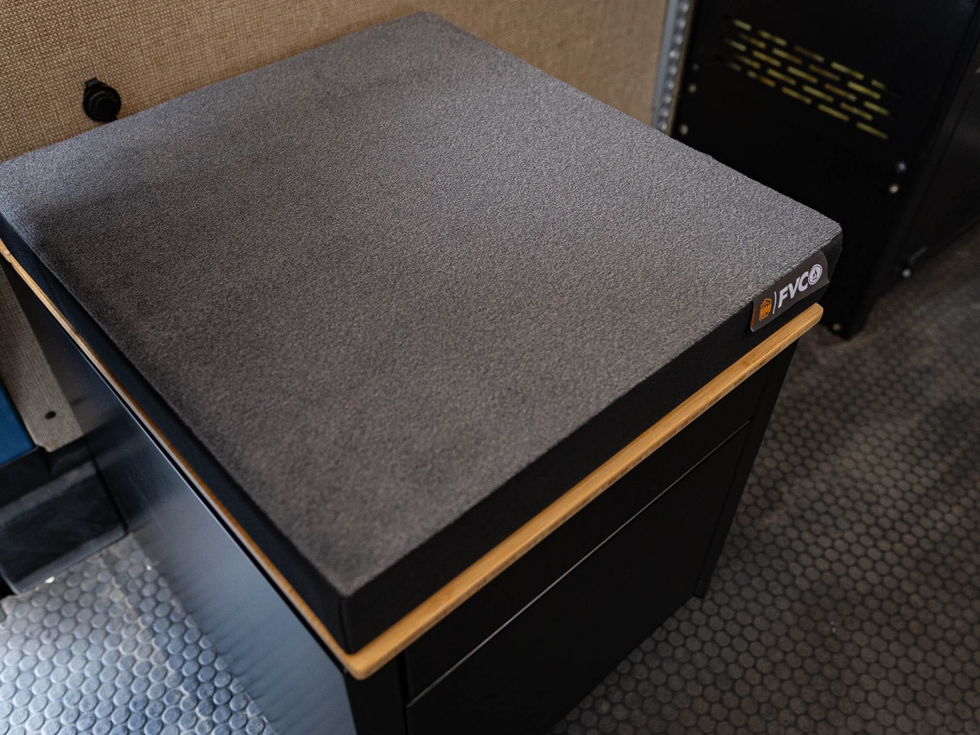 Close view of Bench Pad for Portable Toilet Storage Cubby 