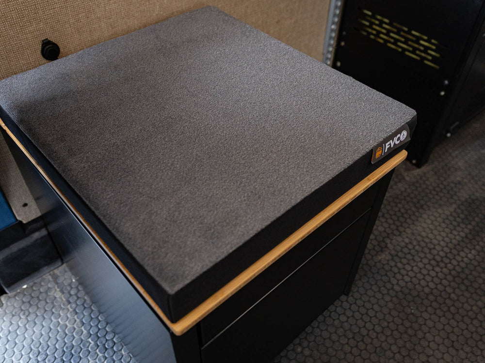 Close view of Bench Pad for Portable Toilet Storage Cubby 