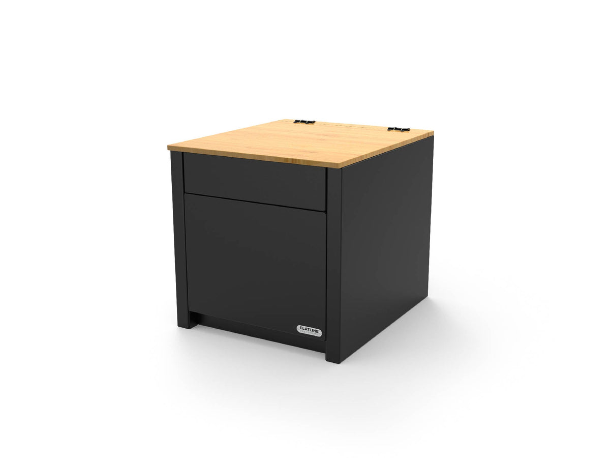 Camper van Toilet Storage Cubby with bamboo lid top