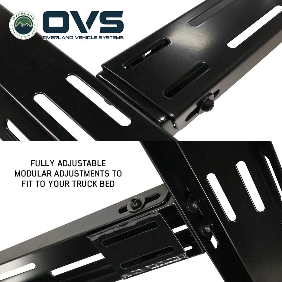 Universal Mid Height Rack for Mid-Size and Full-Size Pick-Up Trucks Adjustable Crossbars