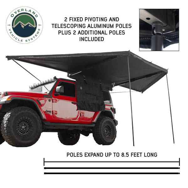 XD Nomadic 180 Degree Awning, Universal, Black Body, Black Trim and Travel Bag