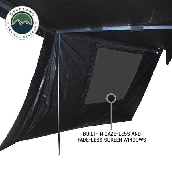 OVS XD Nomadic 270 Degree Awning & Wall Kit Combo – Blackout Fabric, Black Body & Trim with Lights and Travel Cover