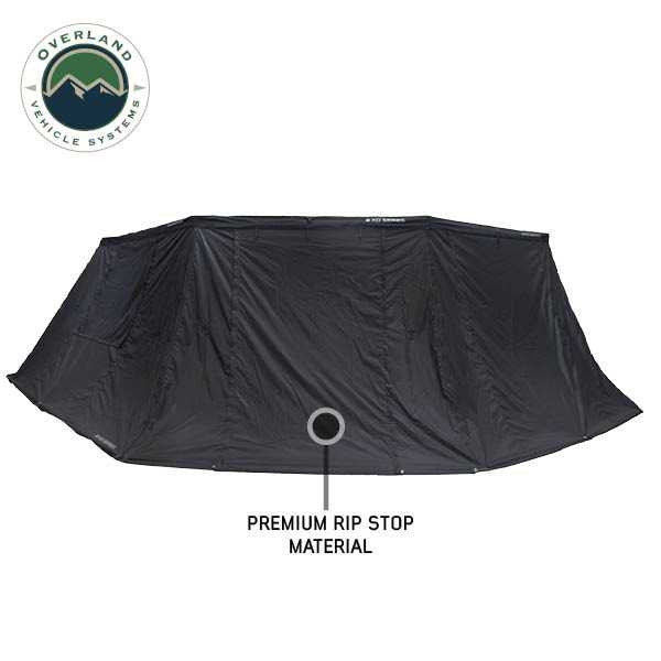 OVS XD Nomadic 270 Degree Awning & Wall Kit Combo – Blackout Fabric, Black Body & Trim with Lights and Travel Cover