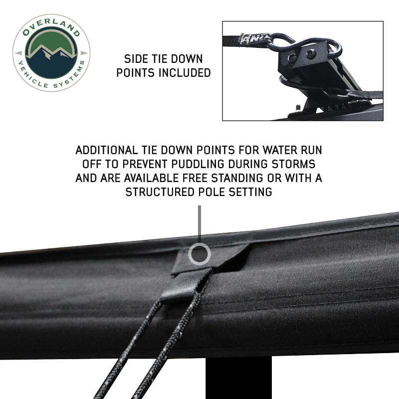 OVS XD Nomadic 270 Degree Awning & Wall Kit Combo – Blackout Fabric, Black Body & Trim with Lights and Travel Cover