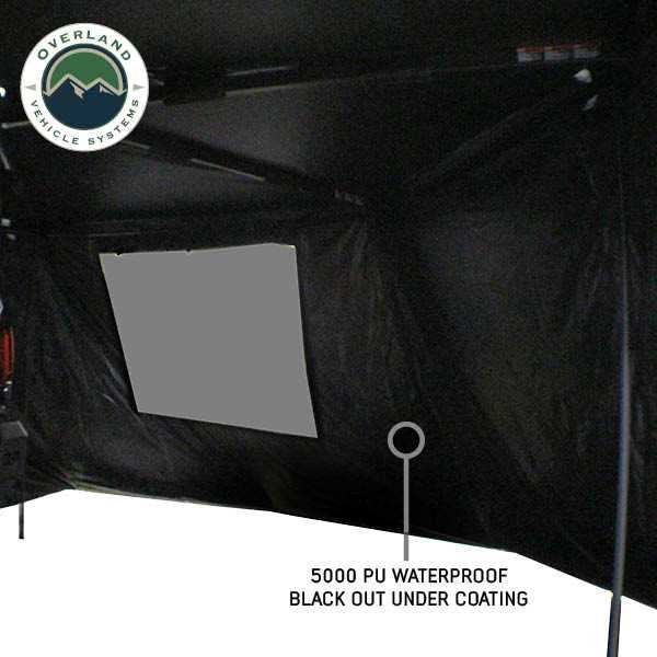 OVS XD Nomadic 270 Degree Awning & Wall Kit Combo – Blackout Fabric, Black Body & Trim with Lights and Travel Cover