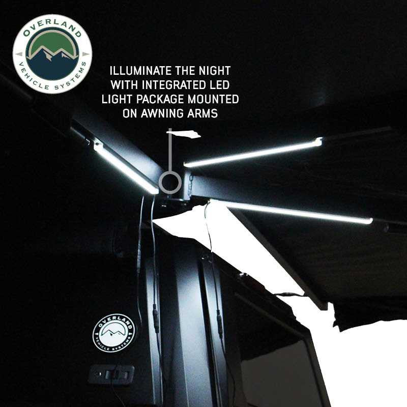 OVS XD Nomadic 270 Degree Awning & Wall Kit Combo – Blackout Fabric, Black Body & Trim with Lights and Travel Cover