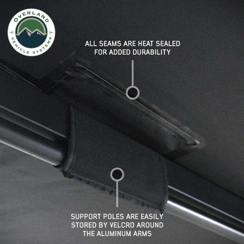 OVS XD Nomadic 270 Degree Awning & Wall Kit Combo – Blackout Fabric, Black Body & Trim with Lights and Travel Cover