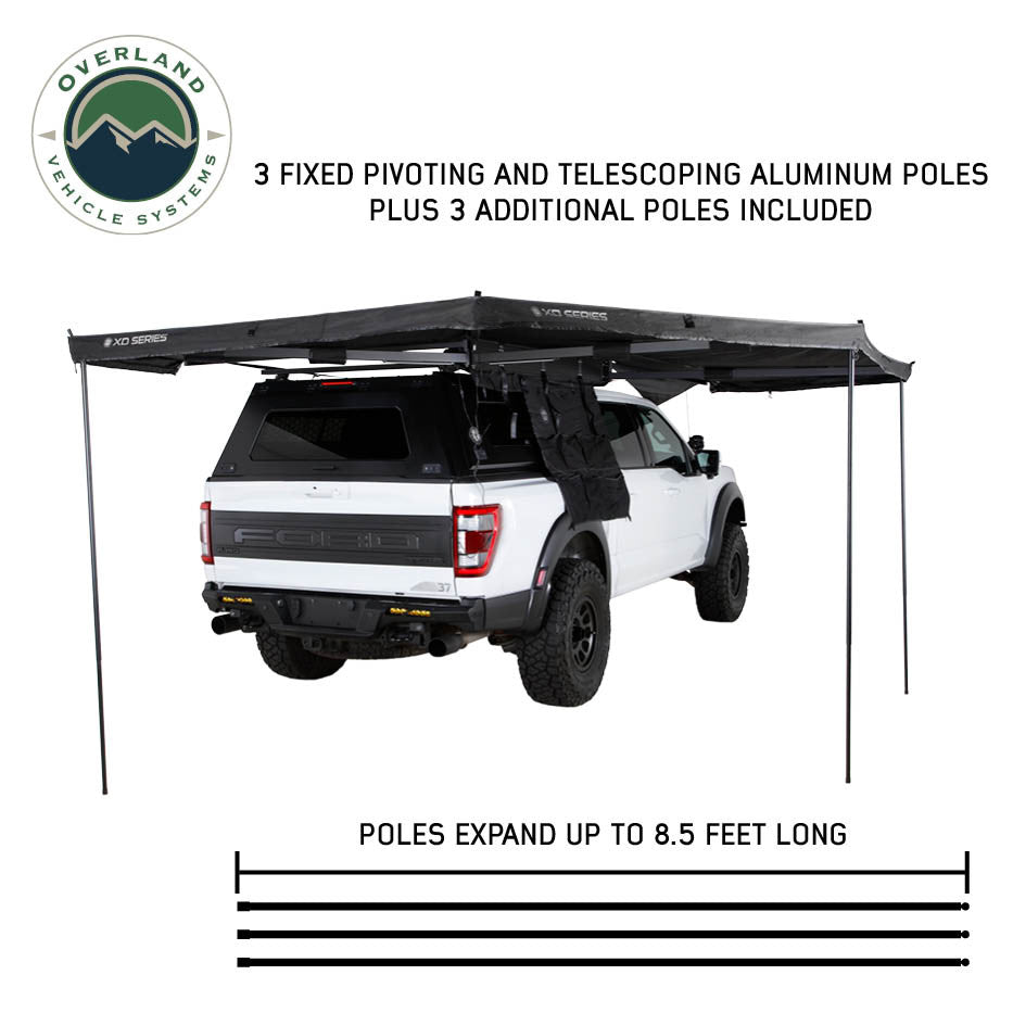 XD Nomadic 270 Degree Awning with Lights & Blackout – Black Body, Grey Trim & Black Travel Cover