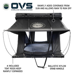 OVS XD K2 2-Person Clamshell Pop-Up Aluminum Hard Shell Roof Top Tent – Blue Body with Black Rainfly