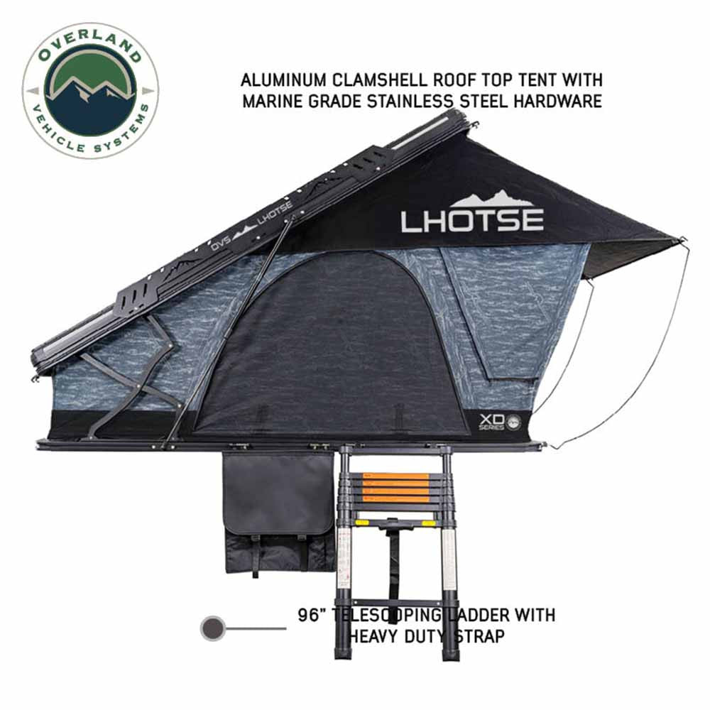 XD Lhotse Clamshell Aluminum Hard Shell Roof Top Tent Side with Ladder