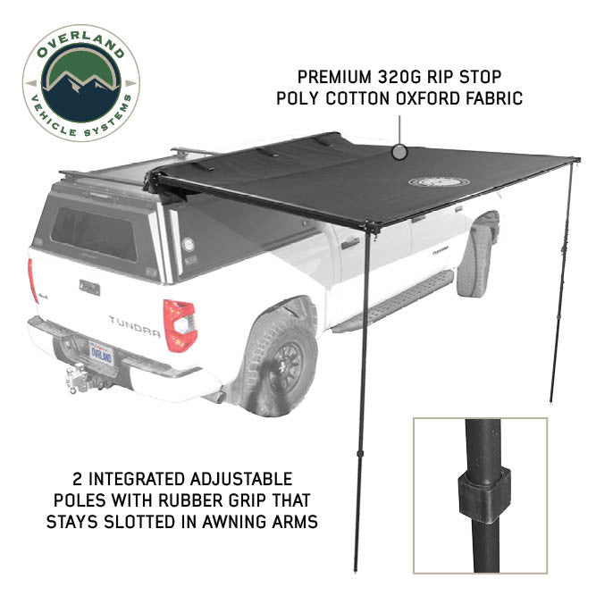 XD Nomadic Self-Deploying 90-Degree Awning with Lights & Black Out Fabric Universal poles