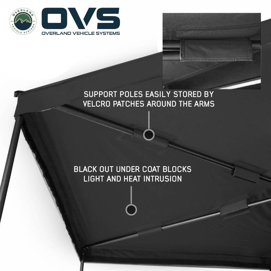 OVS XD Nomadic 270 LTE Awning – Black Fabric with Travel Cover (Driver or Passenger Side)